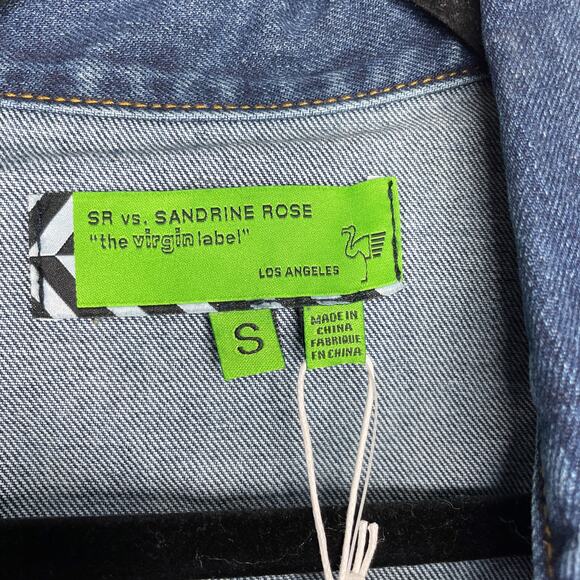 NWT Sandrine Rose Free People Oversized Embroidered Denim Jean Jacket Shacket S - Picture 8 of 13